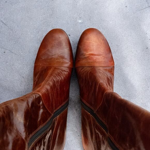 Vintage Y2K Kenneth Cole New York Brown Cognac Leather City Boots Women’s 8.5 - Picture 7 of 11